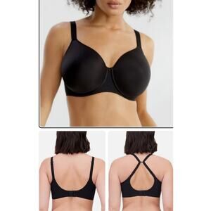 Chantelle 18J6 Black Comfort Chic Back-Smoothing T-Shirt Bra Size 40DD